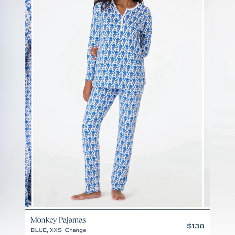 Roller Rabbit Blue monkey pajamas - Picture 2 of 5